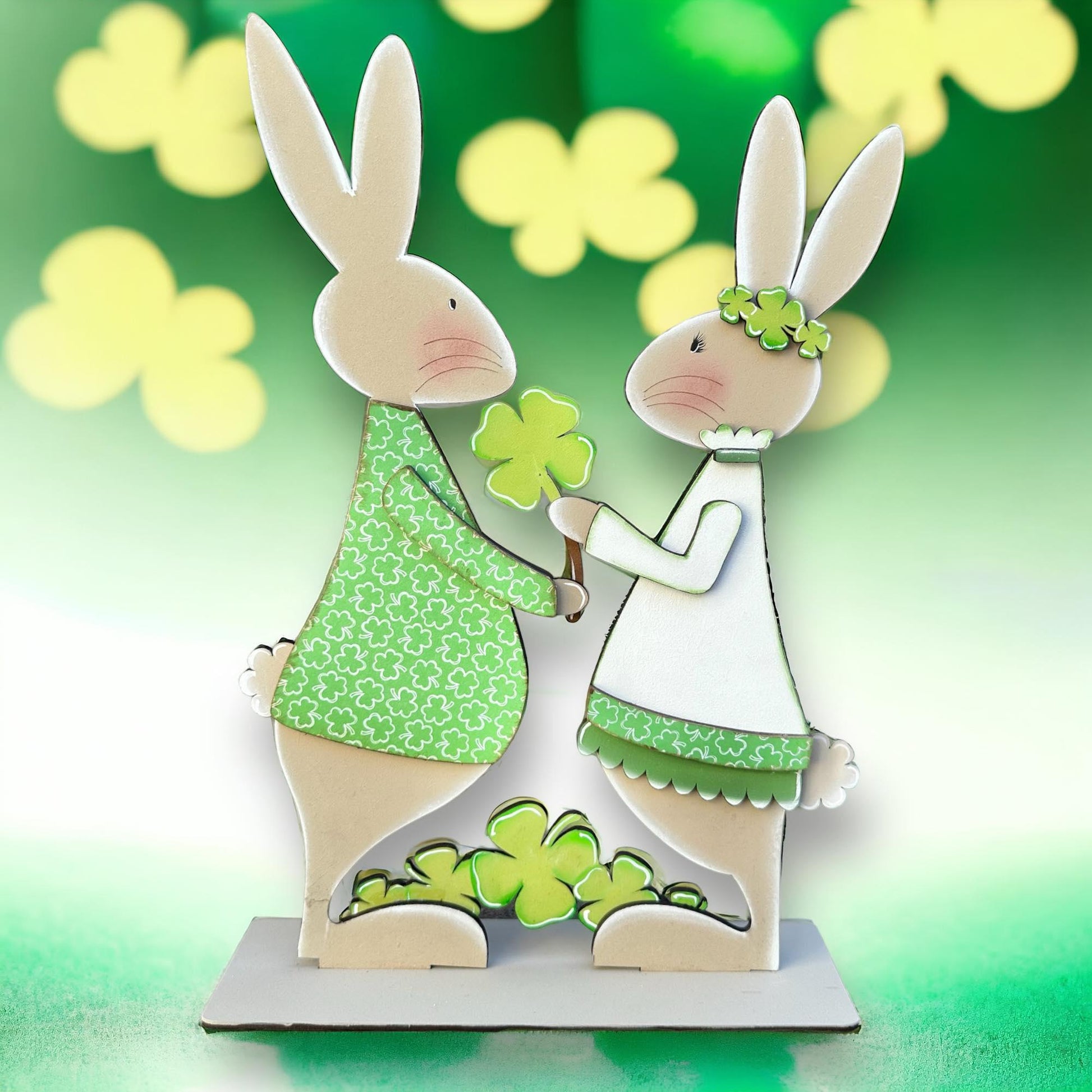 St Patrick's Day Bunny Couple DIY Shelf Sitter Craft - Great Gift for Mom - RusticFarmhouseDecor