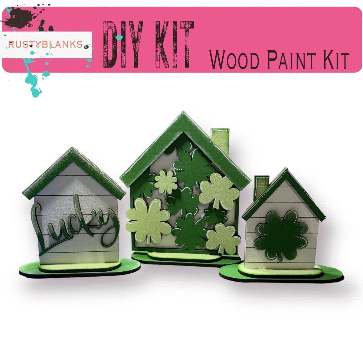 St Patrick's Day Standing Houses Shelf Sitter, Mantle Decor, IrishHome Decor - RusticFarmhouseDecor