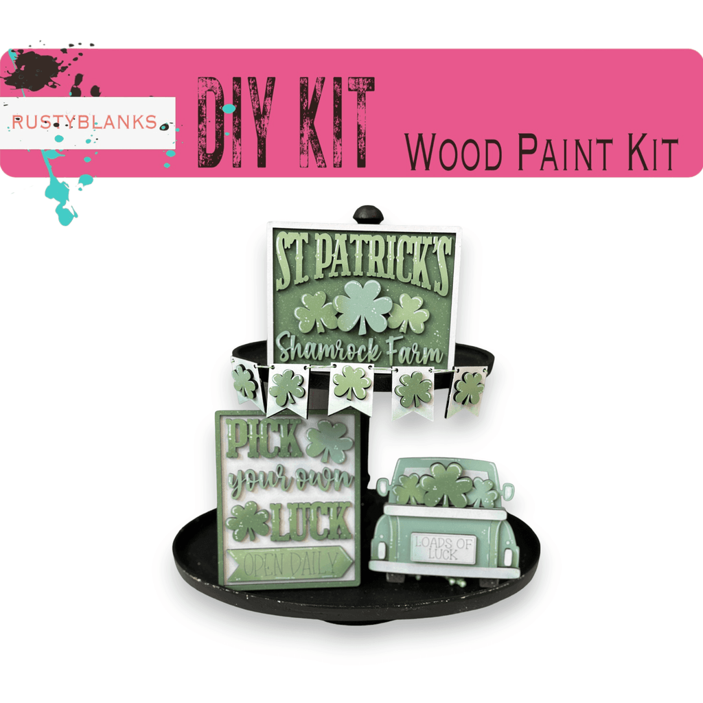 St. Patrick's Day Tiered Tray Set , DIY Tiered Tray, Shelf Sitter - RusticFarmhouseDecor