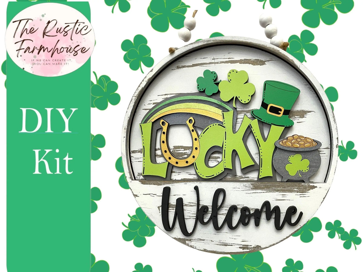 St Patricks Lucky insert for Welcome sign, DIY Door decor, 11 inch Door hanger, DIY Interchangeable door hanger insert , Welcome Door Hanger - RusticFarmhouseDecor