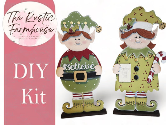 Standing Christmas Elf Shelf Sitter, DIY Christmas kit, Tiered Tray Decor, Mantle Decor, Christmas Decor - RusticFarmhouseDecor