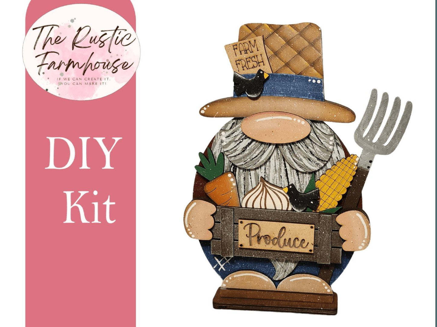 Standing Farmer Gnome with vegetable basket DIY - RusticFarmhouseDecor