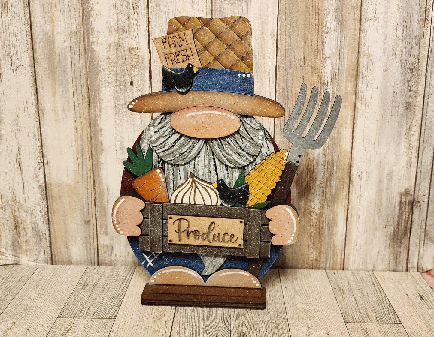 Standing Farmer Gnome with vegetable basket DIY - RusticFarmhouseDecor