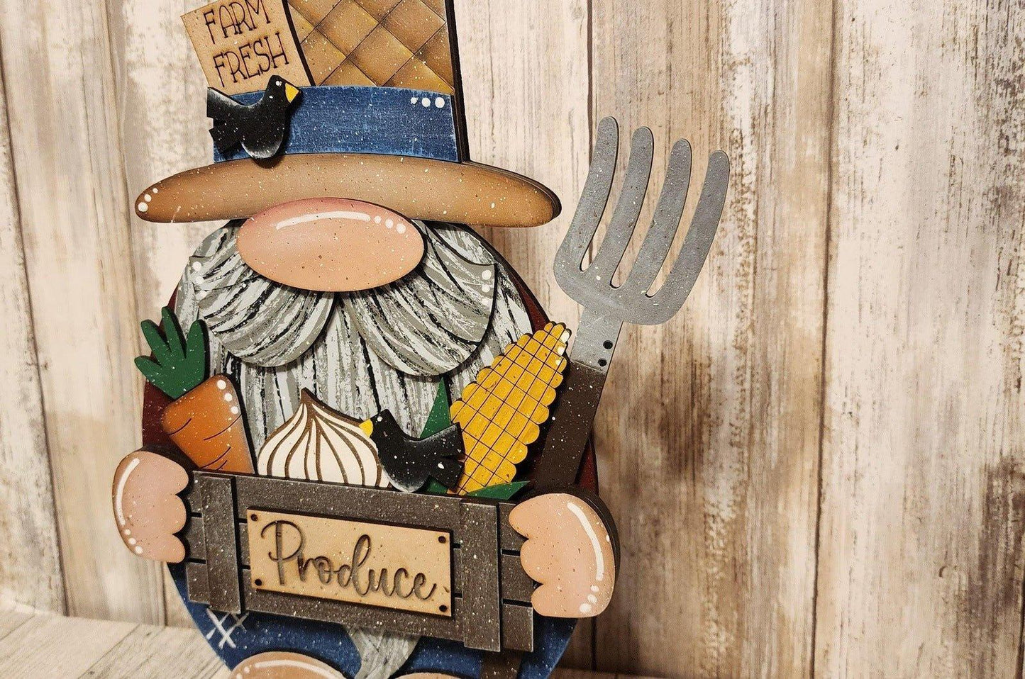 Standing Farmer Gnome with vegetable basket DIY - RusticFarmhouseDecor