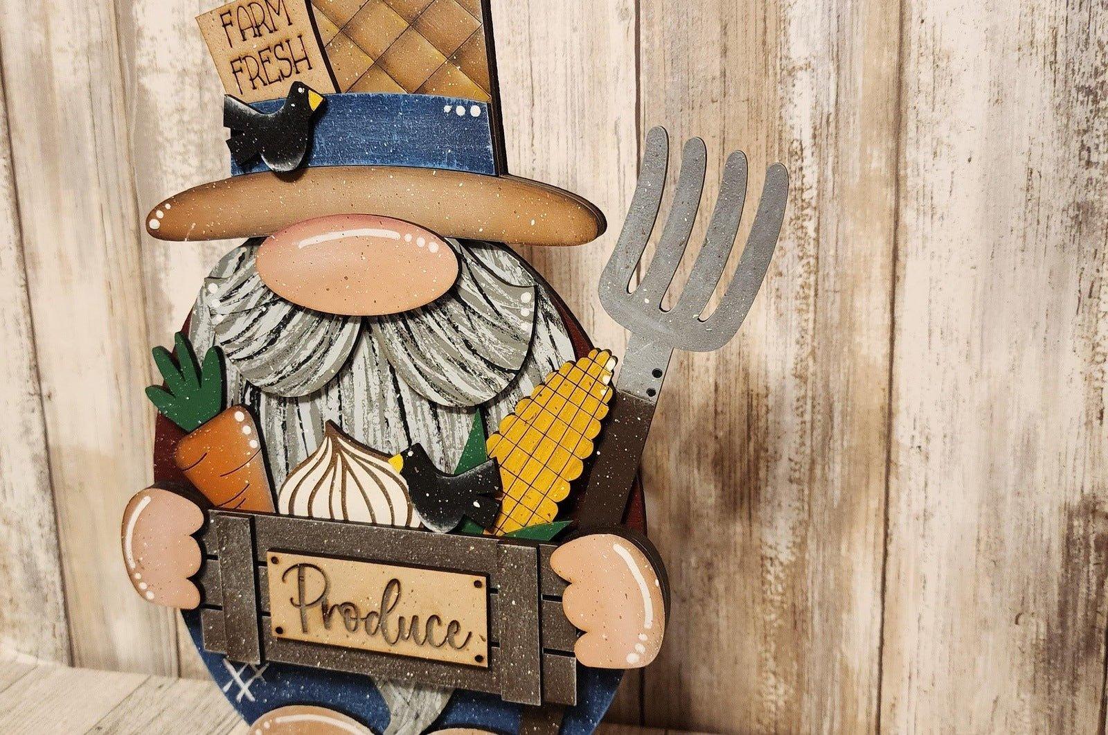 Standing Farmer Gnome with vegetable basket DIY - RusticFarmhouseDecor