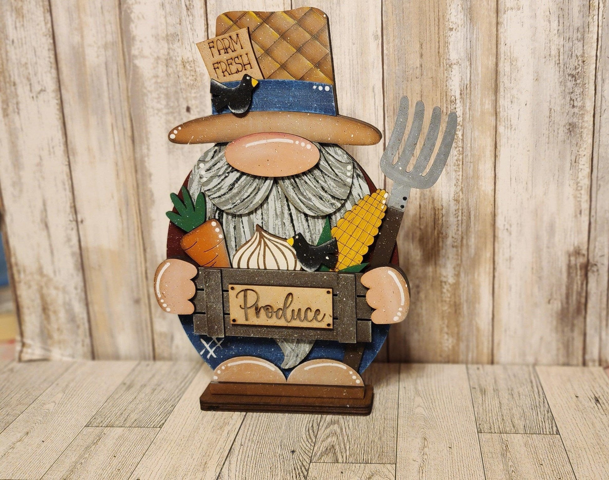 Standing Farmer Gnome with vegetable basket DIY - RusticFarmhouseDecor