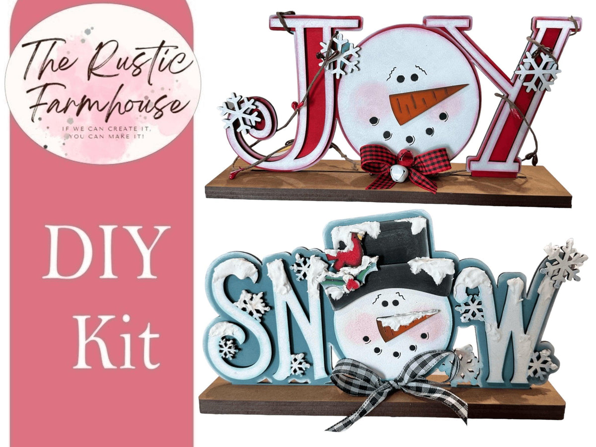 Standing Joy or Snow Snowmen Shelf sitter - RusticFarmhouseDecor