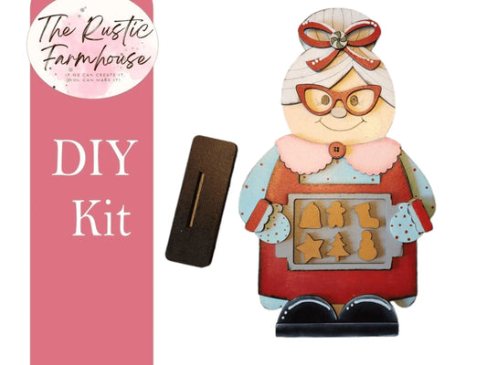 Standing Mrs Claus Bakery Shelf Sitter DIY Wooden Blank Kit - RusticFarmhouseDecor