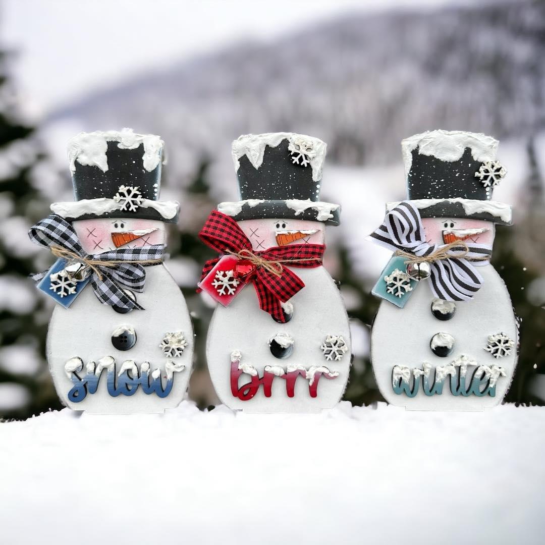 Standing Snowman Trio Shelf Sitters - RusticFarmhouseDecor