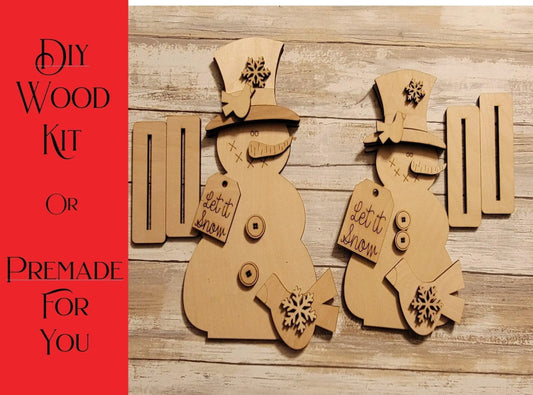 Standing Snowmen with Birds | Winter Snowmen Wood Decor | Christmas Snowmen Wood Decor | Tabletop Decor - RusticFarmhouseDecor