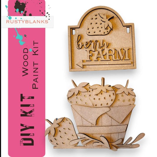 Strawberry Farm Sign and Insert for our Interchangeable Fence or Large Post - RusticFarmhouseDecor