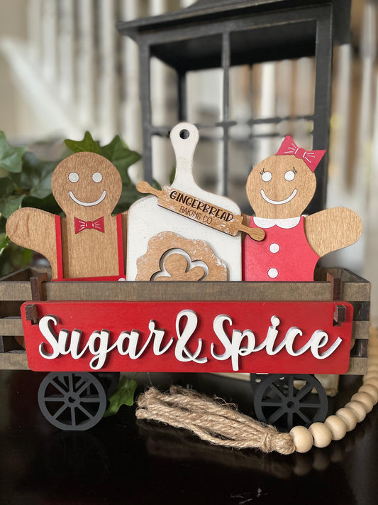 Sugar & Spice Wagon/Raised Shelf Insert Set - RusticFarmhouseDecor