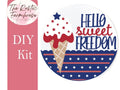 Summer Patriotic Door Hanger Hello Sweet Freedom, Unfinished DIY Wood Kit, Blanks to Decorate Home Decor, DIY Door Hanger - RusticFarmhouseDecor