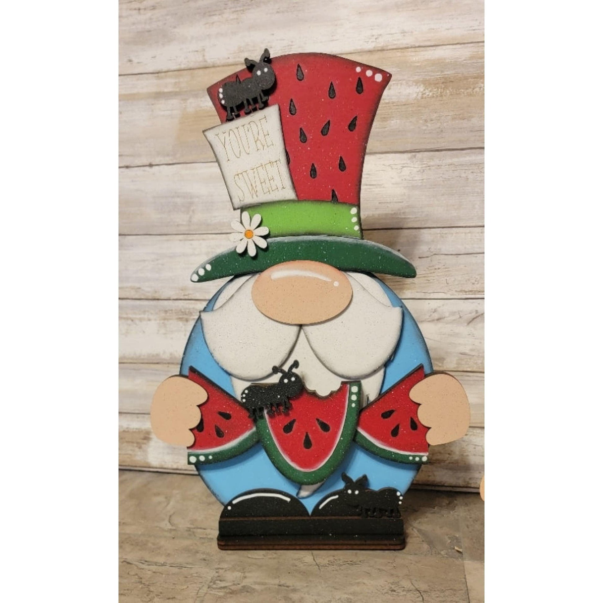 Summer Watermelon Gnome Standing Gnome with Ants Shelf Sitter DIY Kit - RusticFarmhouseDecor