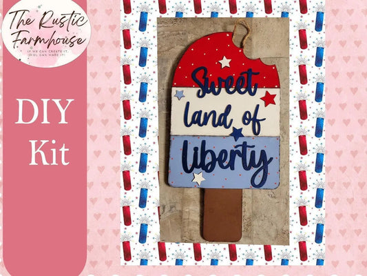 Sweet Land of Liberty Popsicle Door Hanger - RusticFarmhouseDecor