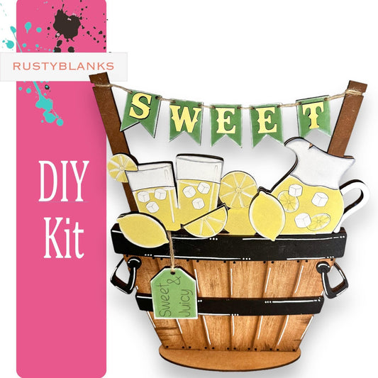 Sweet Lemonade for the Interchangeable Flower Basket Decor - Wood Blank for Painting - Inserts for Basket - RusticFarmhouseDecor