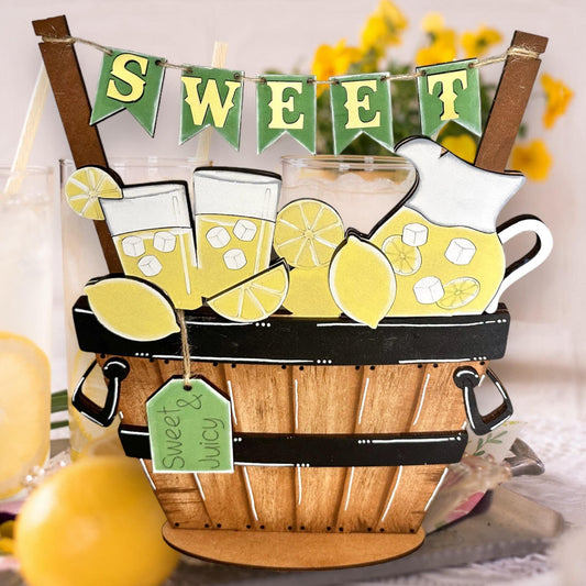 Sweet Lemonade for the Interchangeable Flower Basket Decor - Wood Blank for Painting - Inserts for Basket - RusticFarmhouseDecor