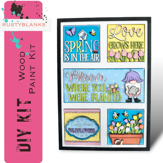 Tall Rectangle Interchangeable Leaning Sign Tile Frame Holder - RusticFarmhouseDecor