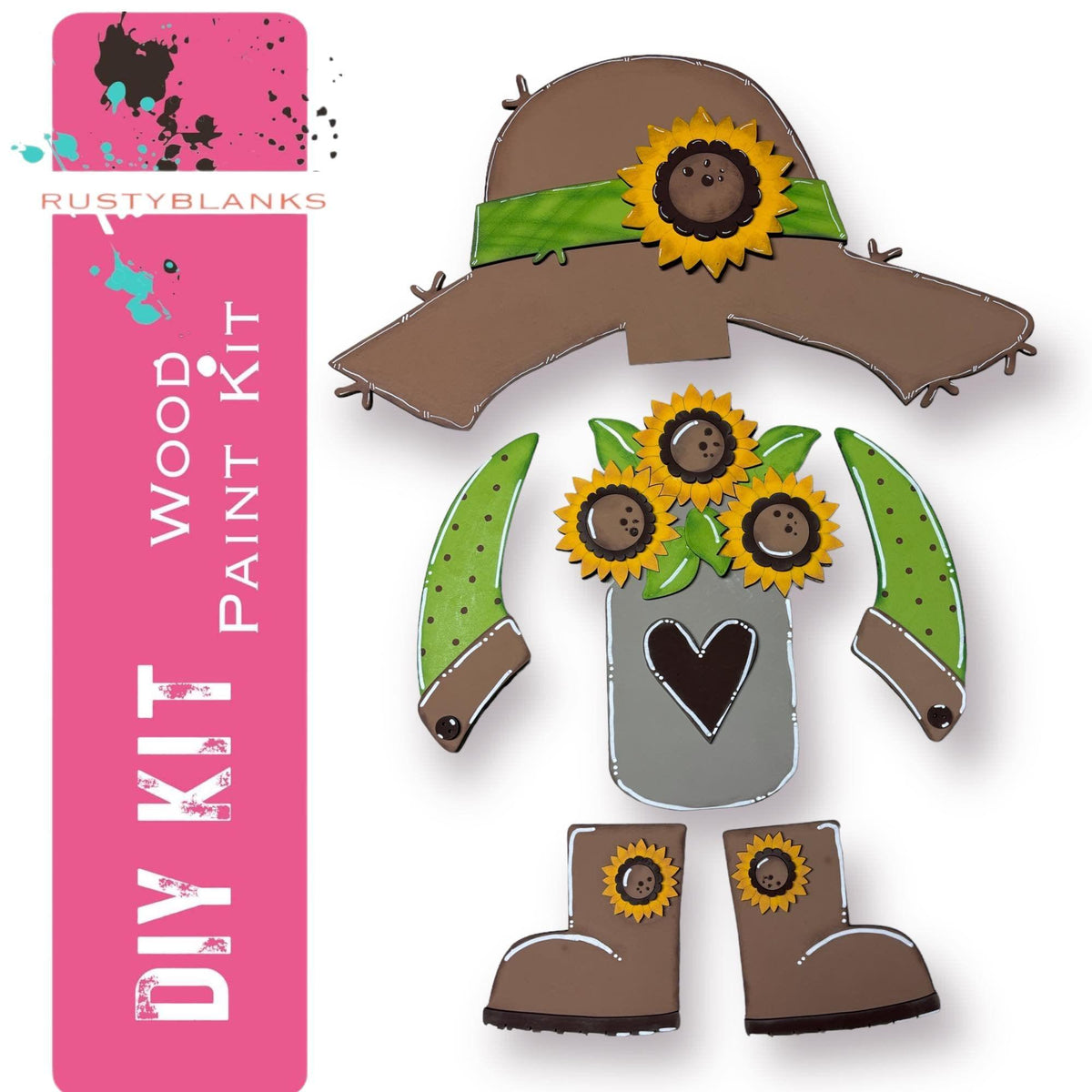 Tall Standing Interchangeable Gnome Sunflower Add On - RusticFarmhouseDecor