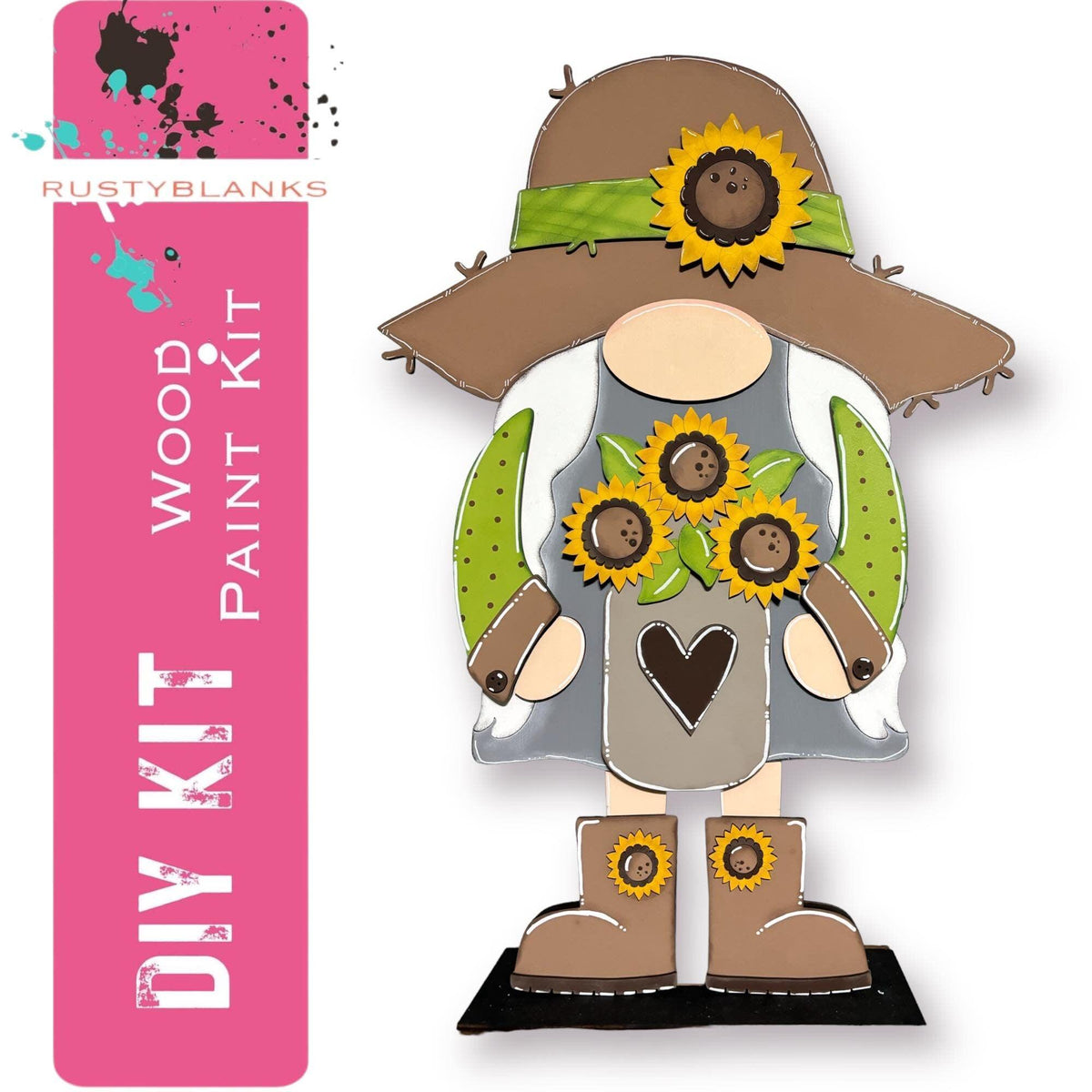 Tall Standing Interchangeable Gnome Sunflower Add On - RusticFarmhouseDecor