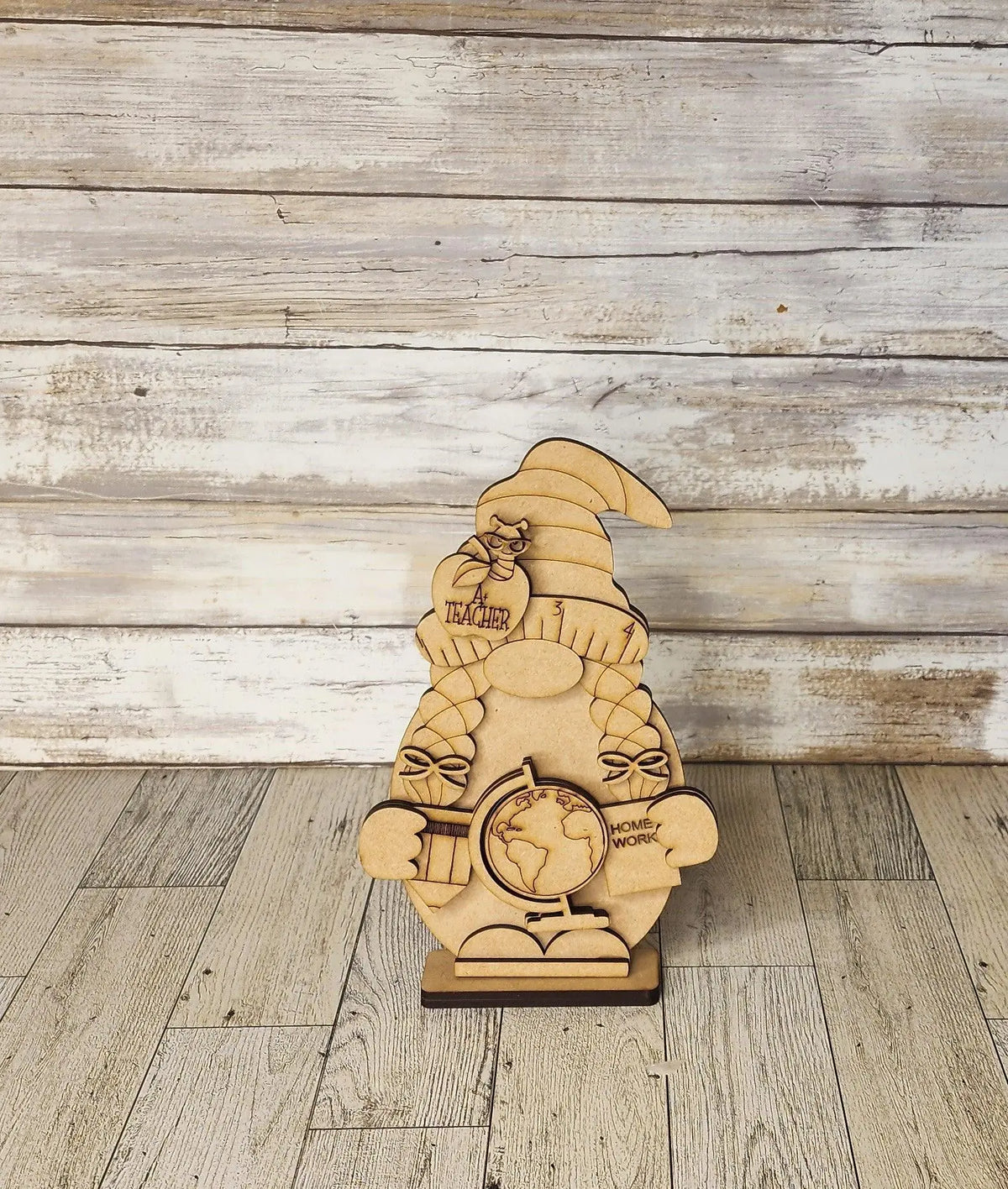 Teacher Gnome Shelf Sitter, DIY Gnome kit, Tiered Tray Decor - RusticFarmhouseDecor