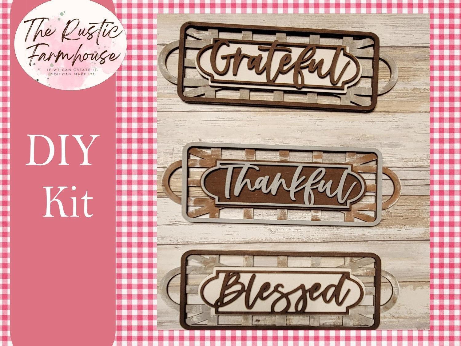 Thankful Grateful and Blessed Faux Tobacco Baskets - RusticFarmhouseDecor