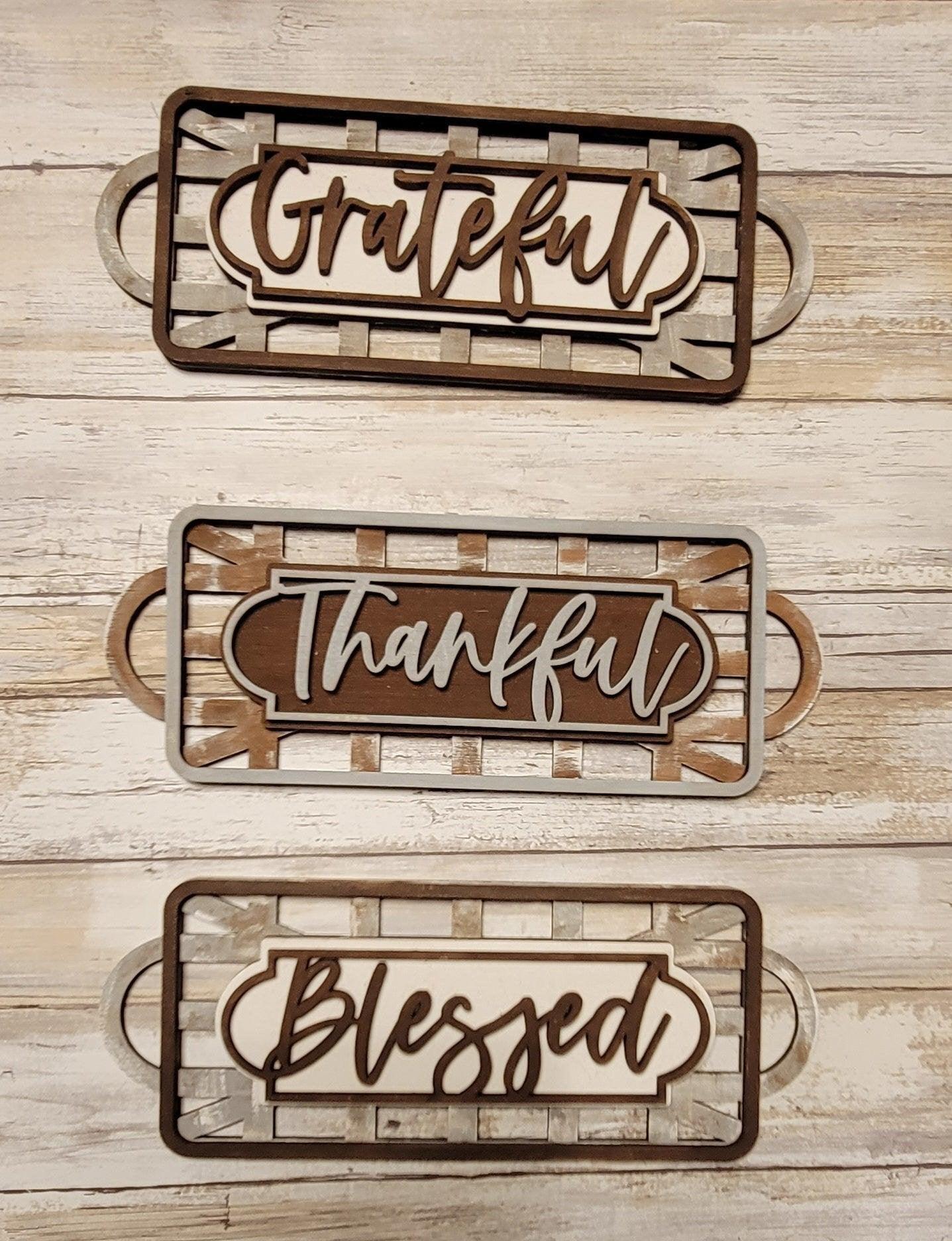 Thankful Grateful and Blessed Faux Tobacco Baskets - RusticFarmhouseDecor