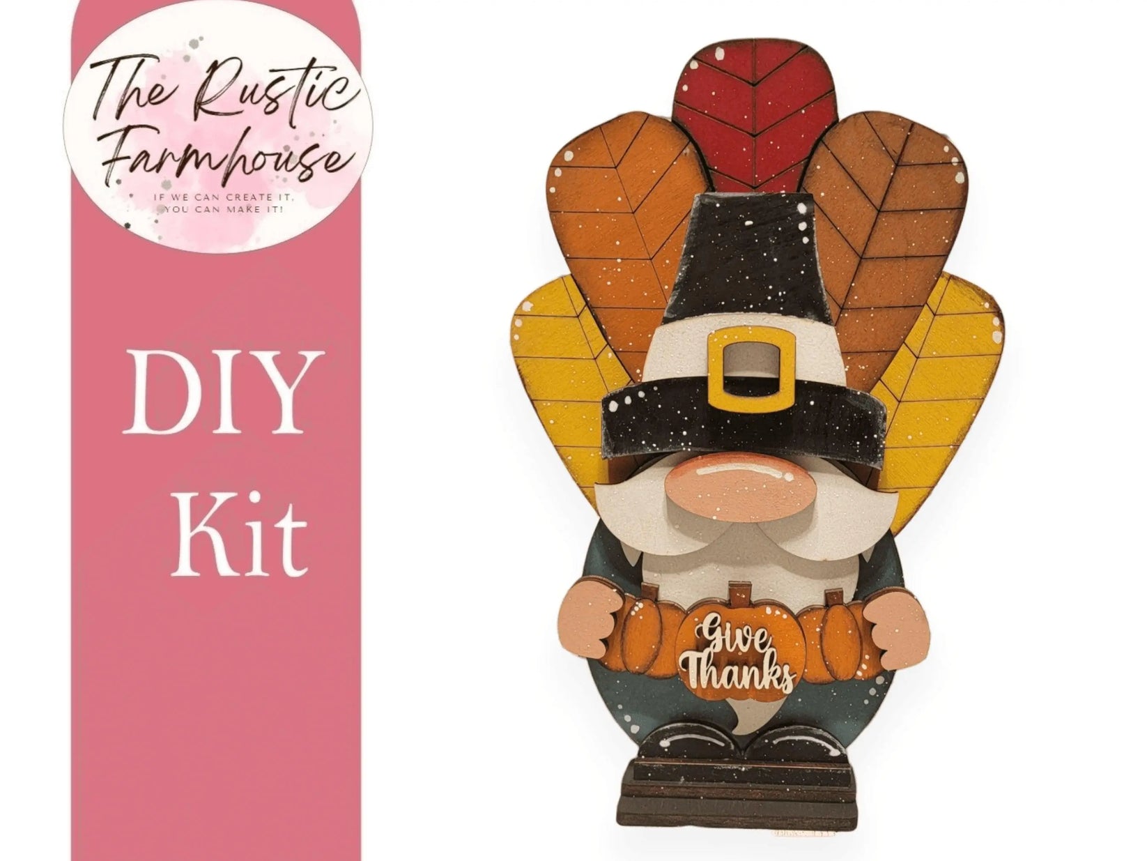 Thanksgiving Gnome Wood Kit, Thanksgiving Shelf Sitter, DIY Turkey Wood ...