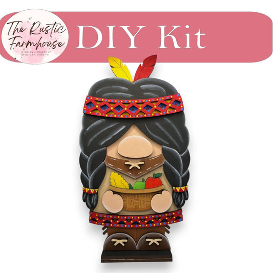 Thanksgiving Indian Girl Gnome - RusticFarmhouseDecor