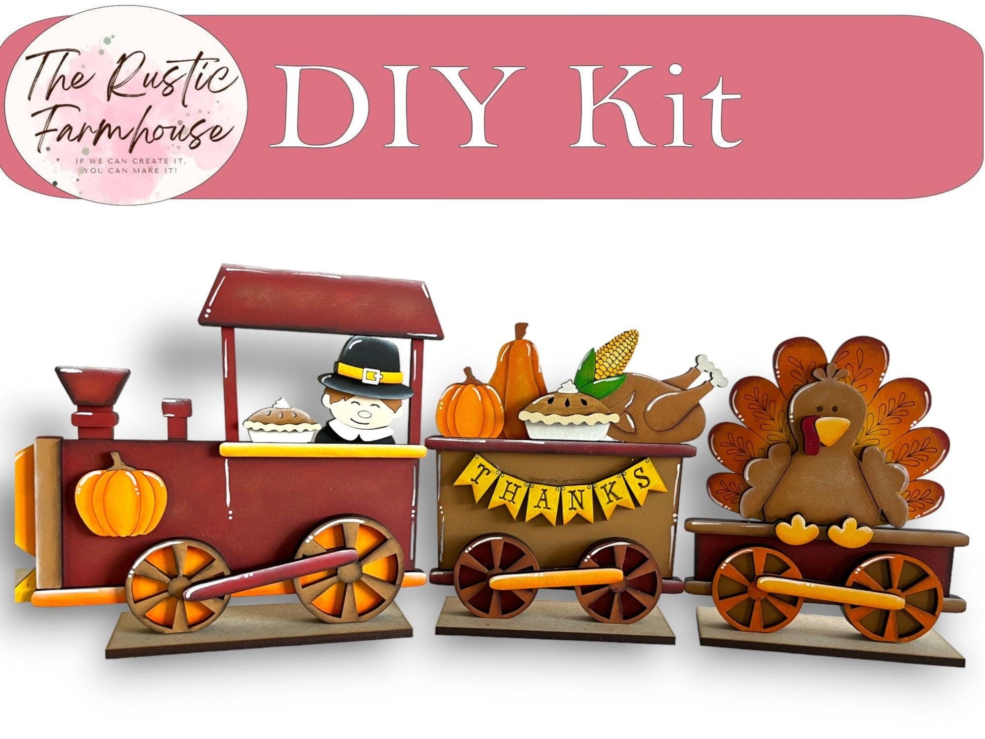 Thanksgiving Train DIY Wood Blank Paint - RusticFarmhouseDecor