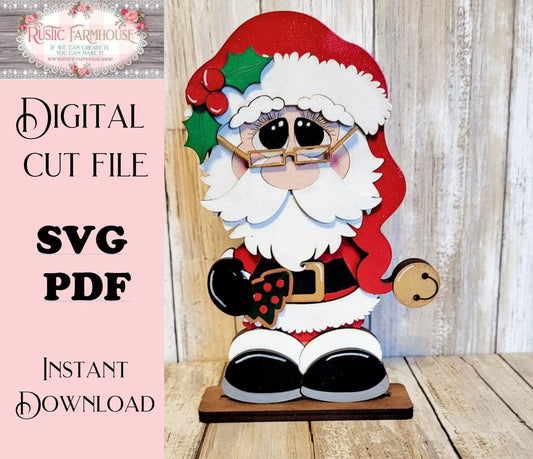 Tiered Tray Standing Christmas Santa SVG Laser File Glowforge - RusticFarmhouseDecor
