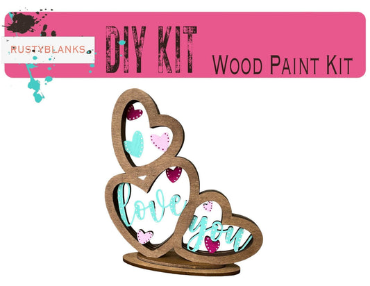 Triple Heart Valentine's Day Shelf Sitter, Tiered Tray Decor - RusticFarmhouseDecor