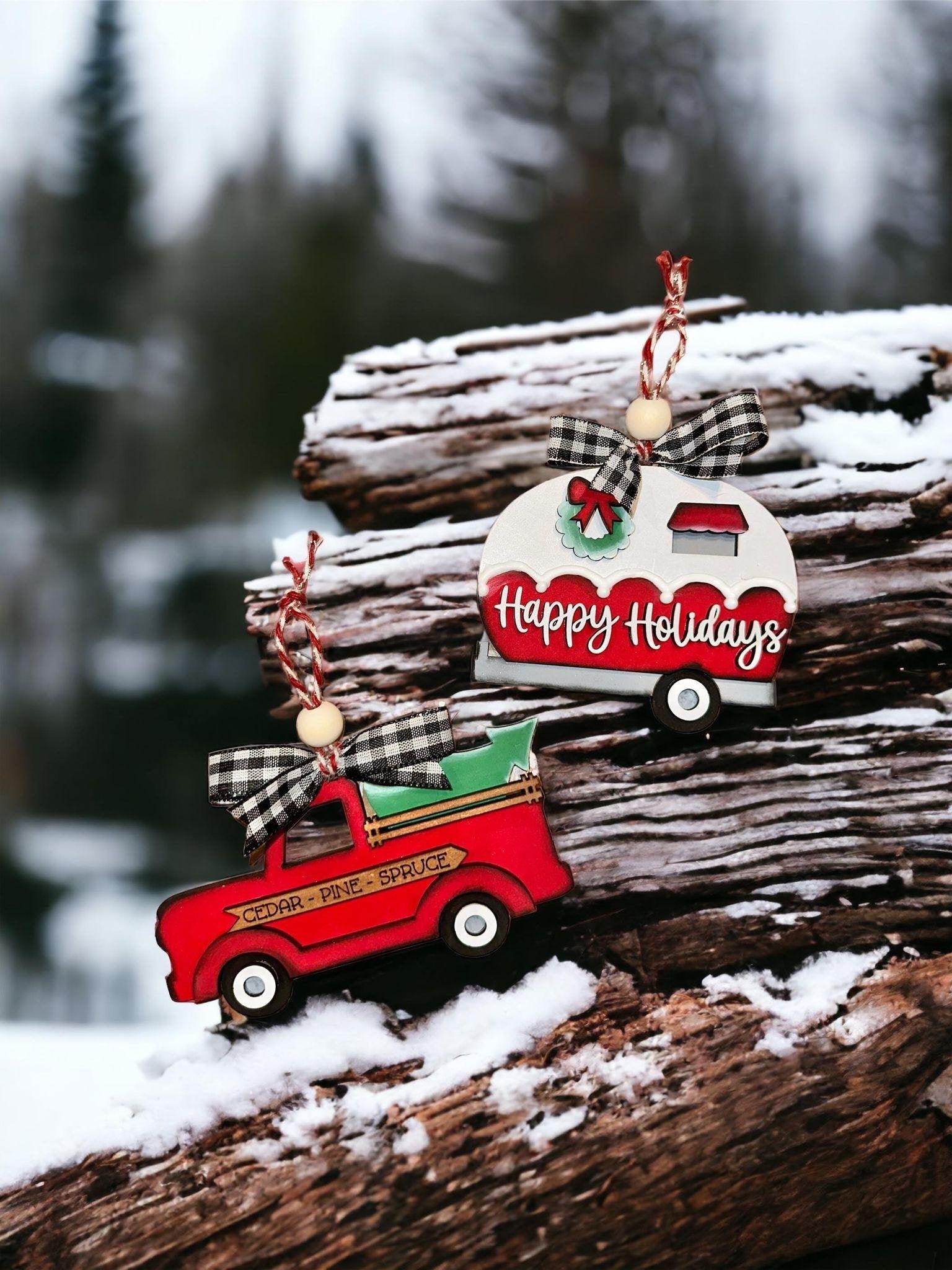 Truck and Camper Holiday Ornaments - RusticFarmhouseDecor