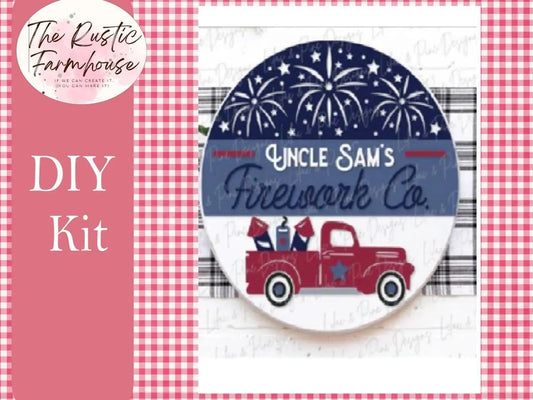 Uncle Sams Fireworks Door Hanger - RusticFarmhouseDecor