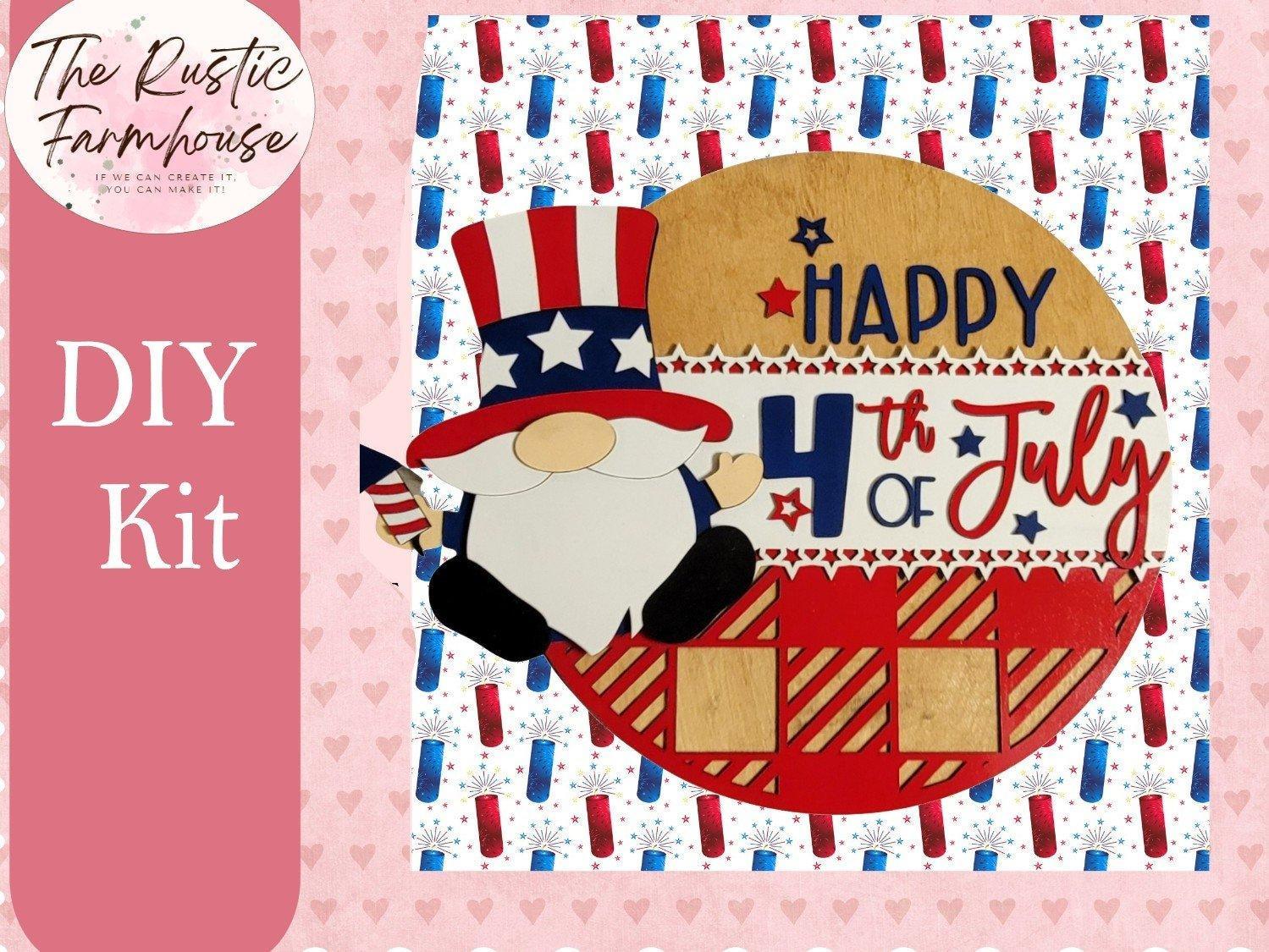 USA Patriotic 4th of July Door Hanger, Hanging Door Sign, Door Sign, Front Door Signs, Wooden Door Sign, DIY Happy 4th of July Door Hanger - RusticFarmhouseDecor