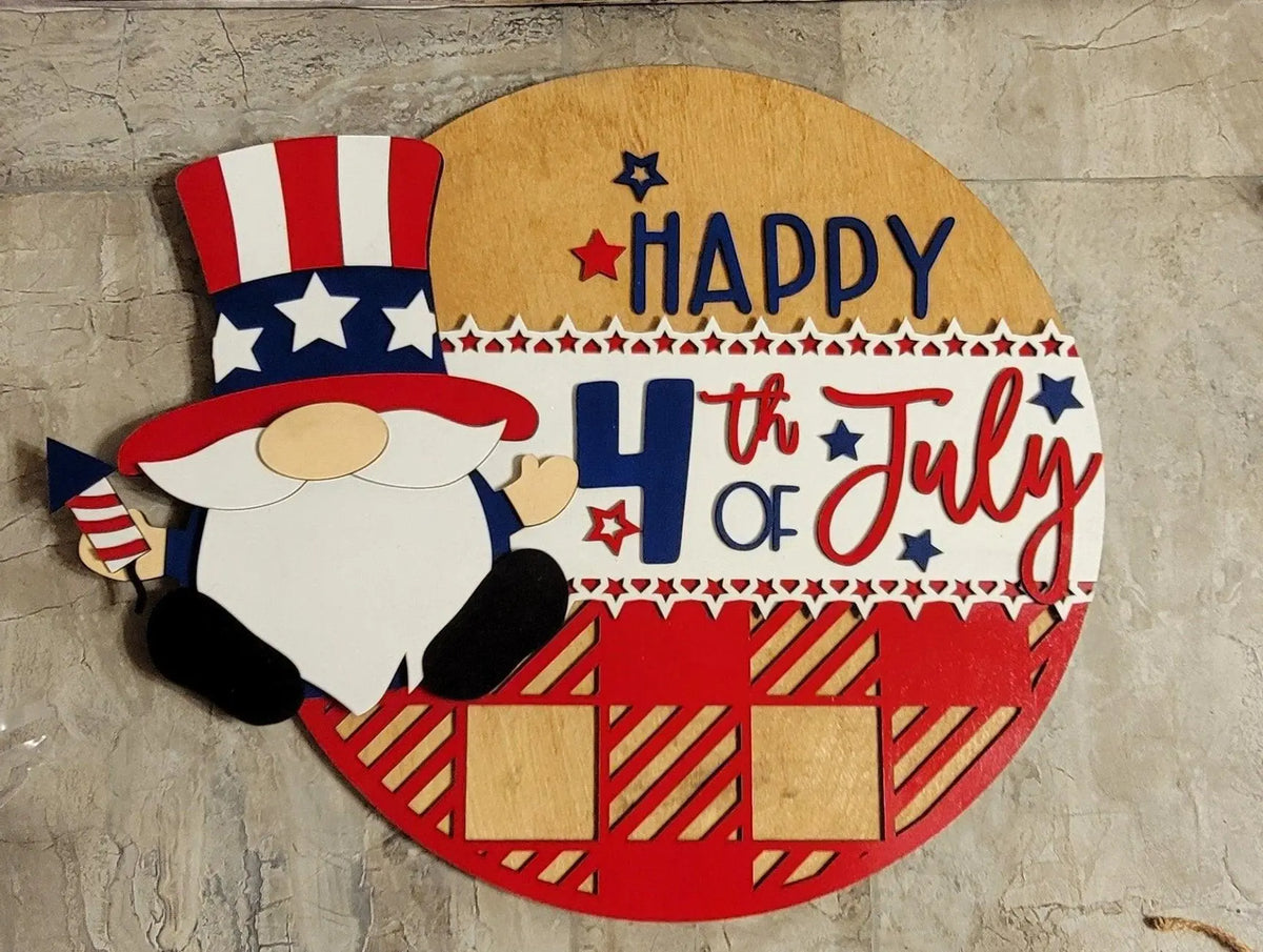USA Patriotic 4th of July Door Hanger, Hanging Door Sign, Door Sign, Front Door Signs, Wooden Door Sign, DIY Happy 4th of July Door Hanger - RusticFarmhouseDecor