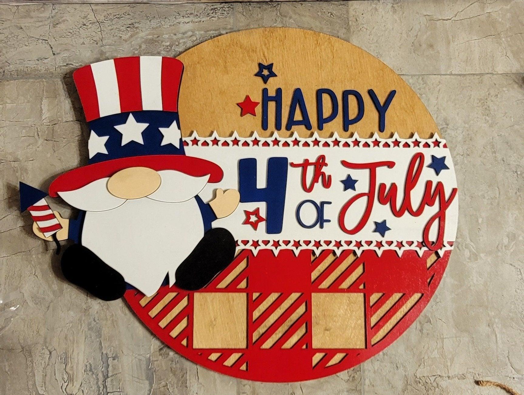 USA Patriotic 4th of July Door Hanger, Hanging Door Sign, Door Sign, Front Door Signs, Wooden Door Sign, DIY Happy 4th of July Door Hanger - RusticFarmhouseDecor