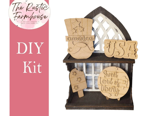 USA Patriotic Tiered Tray Decor - RusticFarmhouseDecor
