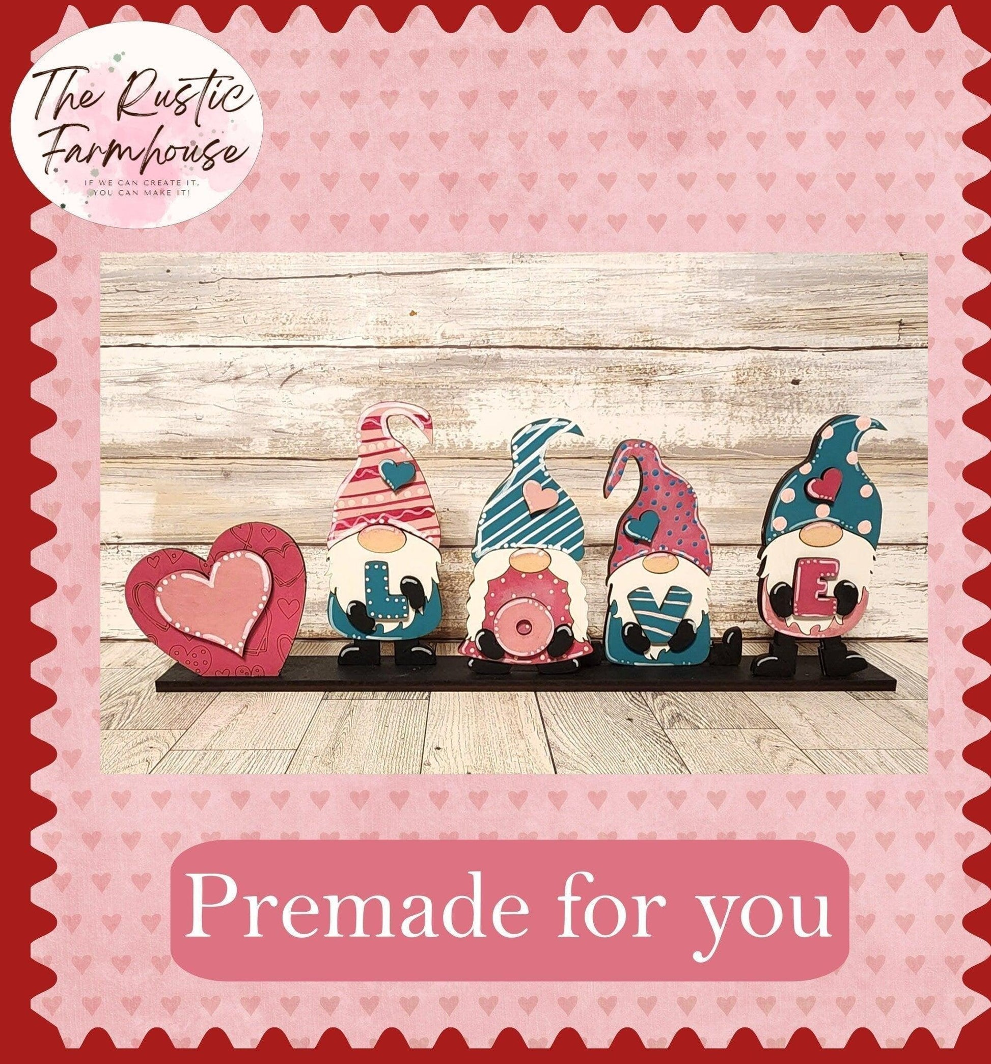 Valentine Gnomes, Standing Gnomes, Love Gnome, Shelf Sitter Gnomes, Tiered Tray Decor - RusticFarmhouseDecor