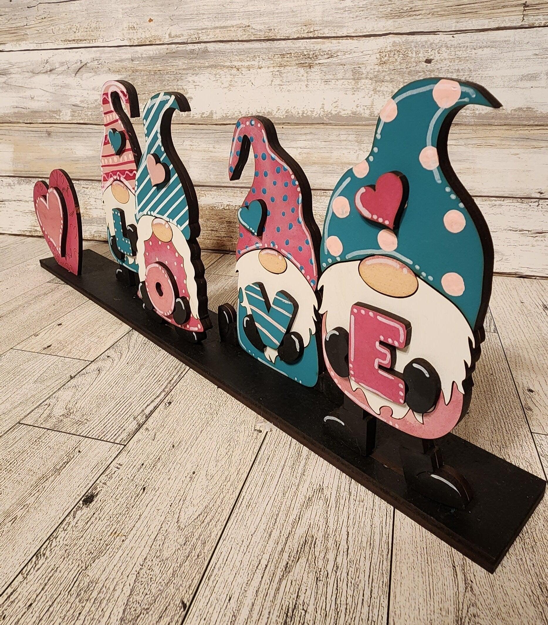 Valentine Gnomes, Standing Gnomes, Love Gnome, Shelf Sitter Gnomes, Tiered Tray Decor - RusticFarmhouseDecor