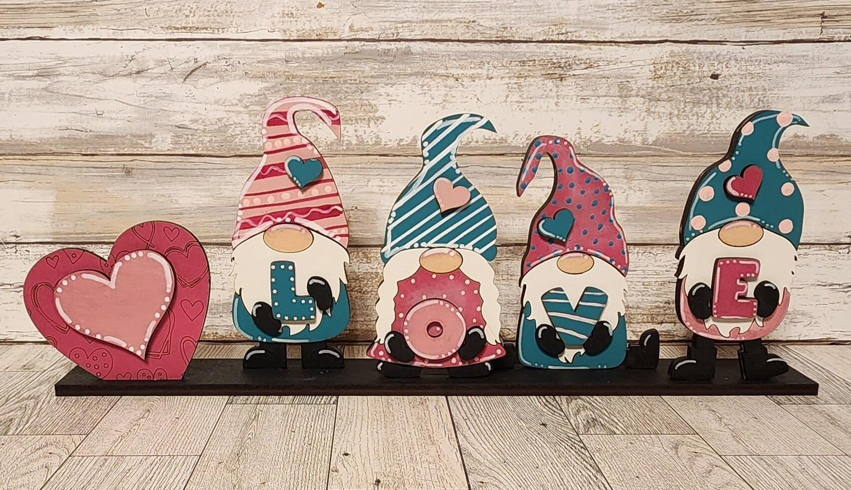 Valentine Gnomes, Standing Gnomes, Love Gnome, Shelf Sitter Gnomes, Tiered Tray Decor - RusticFarmhouseDecor