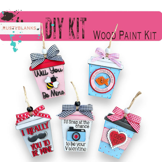 Valentine Latte Cup Ornament Gift Card Holder Ornaments - RusticFarmhouseDecor