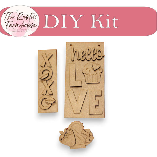 Valentine's Day Hello Love Interchangeable Signs with Insert - Mini Interchangeable Posts - RusticFarmhouseDecor