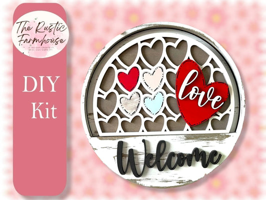 Valentine's Day Love for Welcome sign, DIY Door decor, 11 inch Door hanger, DIY Interchangeable door hanger insert , Welcome Door Hanger - RusticFarmhouseDecor