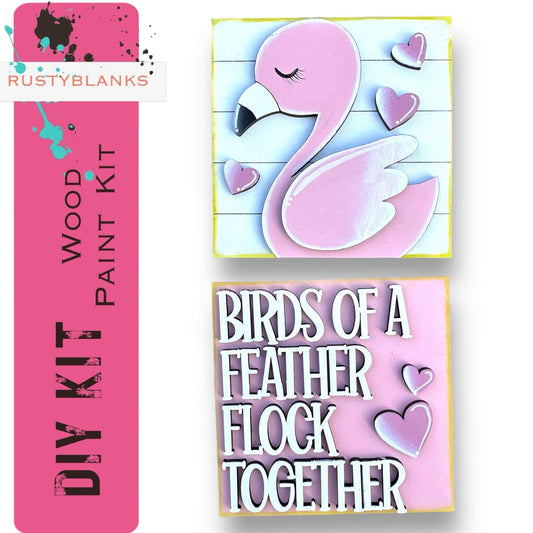 Valentine's Interchangeable Flamingo Tiles for leaning ladders or Shelf Sitters - RusticFarmhouseDecor