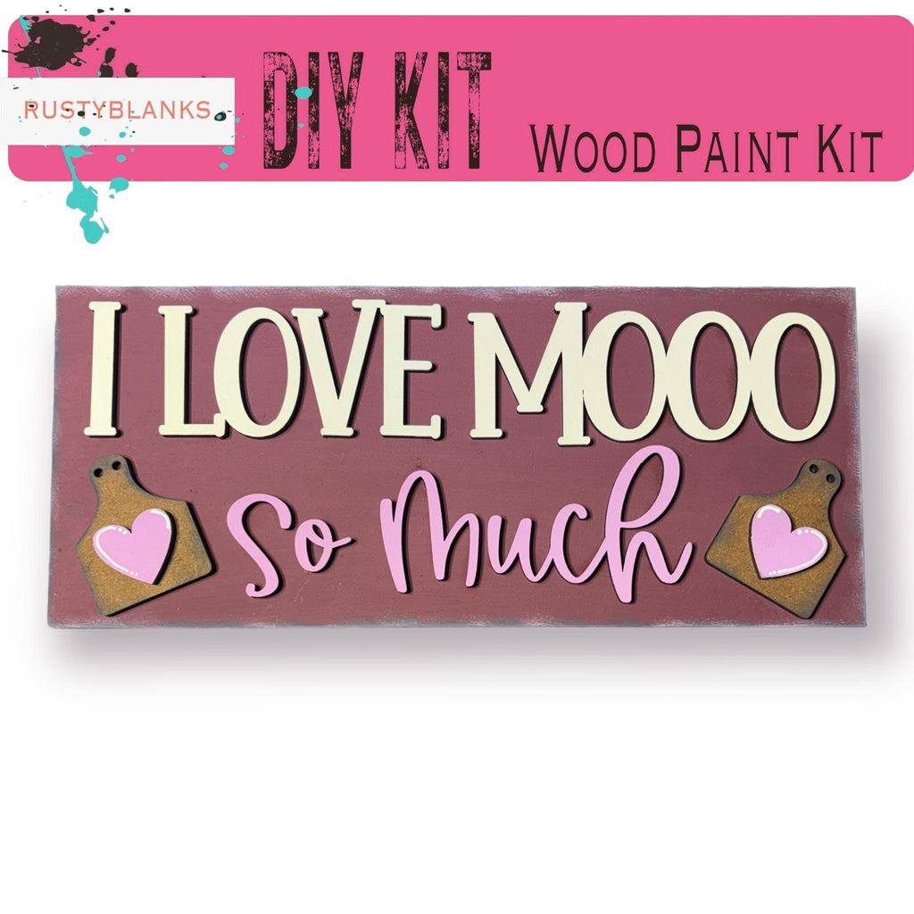 Valentine's Interchangeable Highland Love You Mooo Tiles for leaning ladders or Shelf Sitters - RusticFarmhouseDecor
