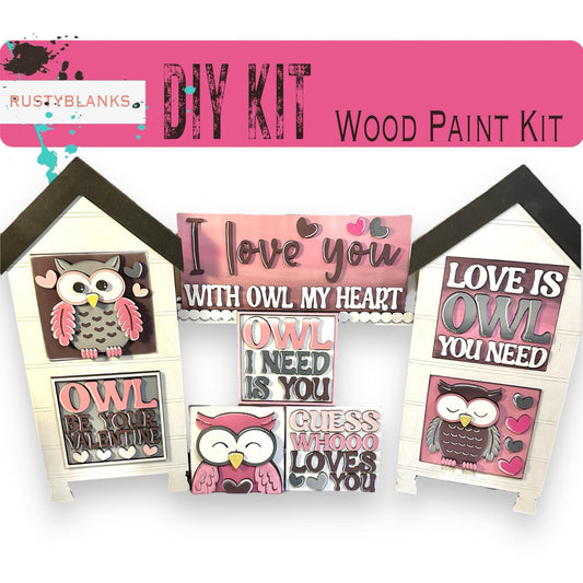 Valentine's Interchangeable Owl Love You Tiles for leaning ladders or Shelf Sitters - RusticFarmhouseDecor