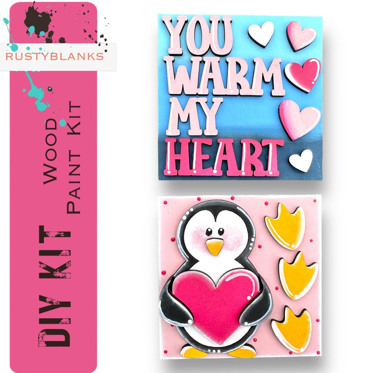 Valentine's Interchangeable Penguin Tiles for leaning ladders or Shelf Sitters - RusticFarmhouseDecor