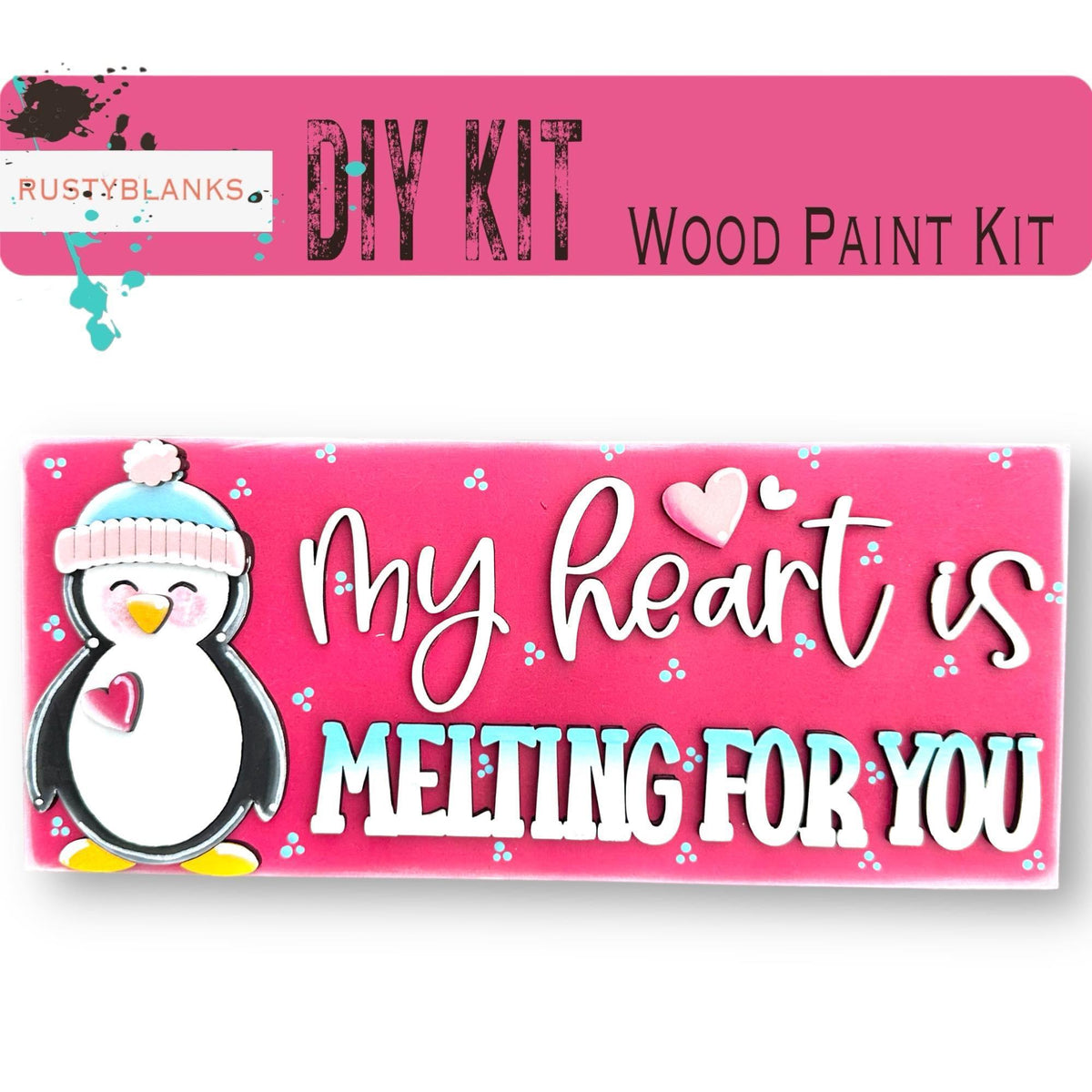 Valentine's Interchangeable Penguin Tiles for leaning ladders or Shelf Sitters - RusticFarmhouseDecor