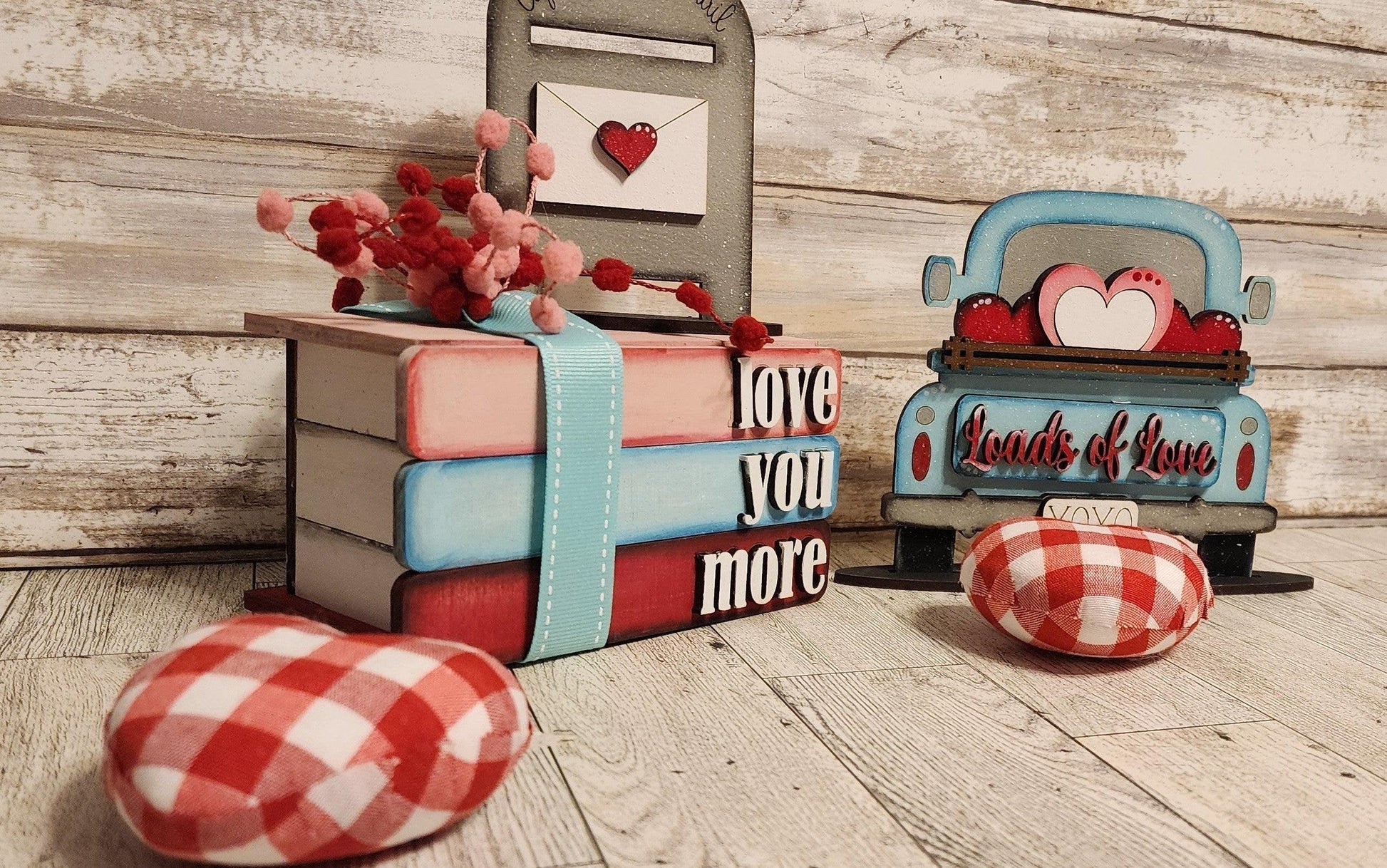 Valentine's Stacked Books Shelf Sitter, Love You More, Tiered Tray Decor Books DIY - RusticFarmhouseDecor